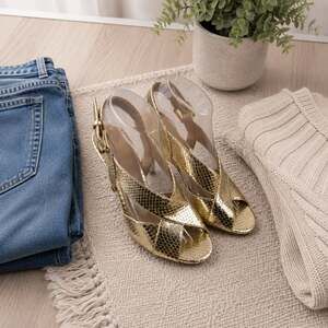 Michael Kors Gold Snakeskin Embossed Stiletto Sandals Size 8M